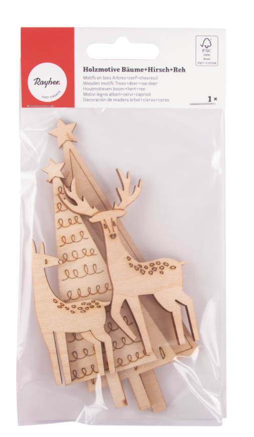 Houten motieven bomen&hert&ree